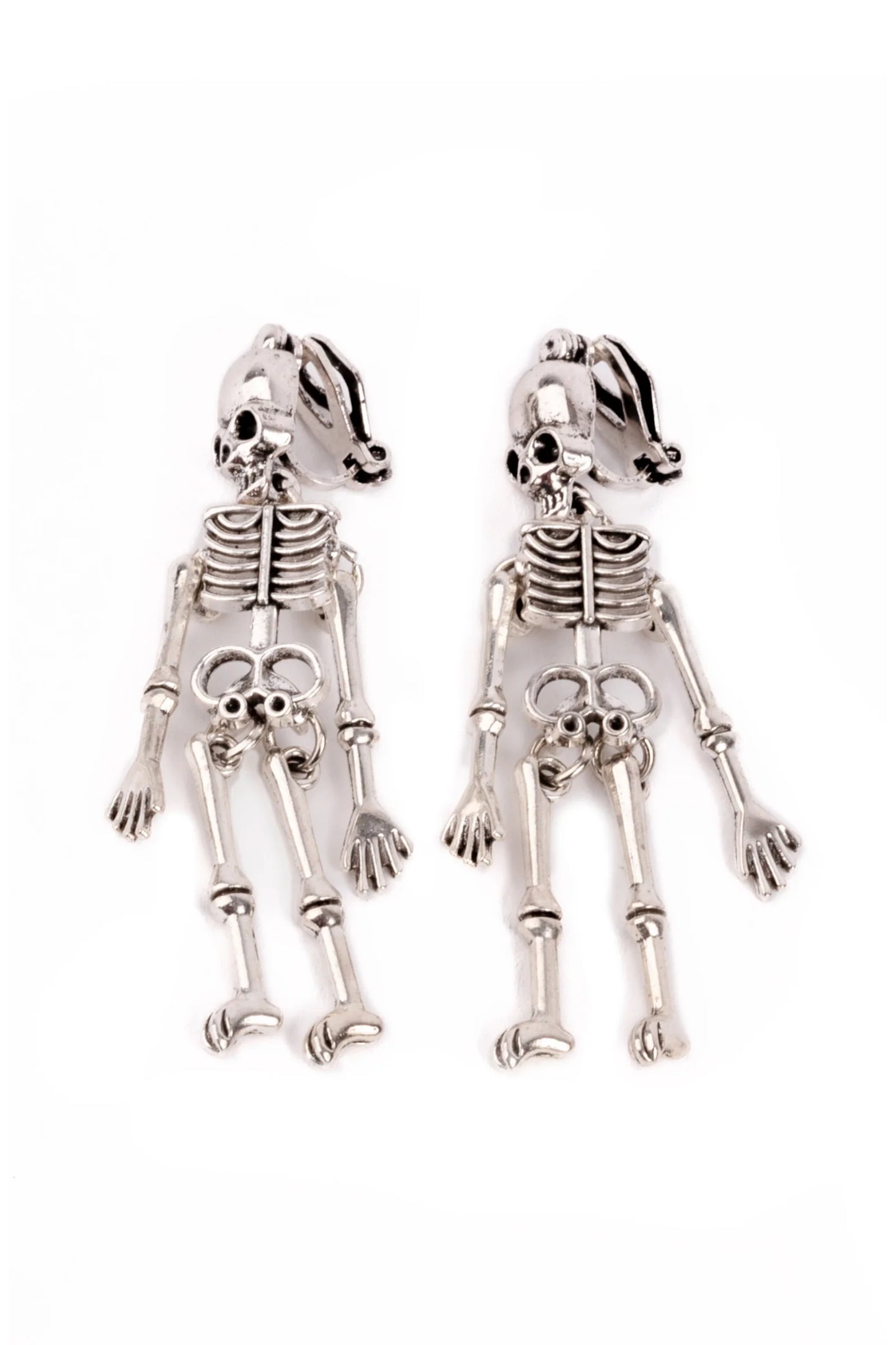 Spooky Skeleton Clip On Earrings