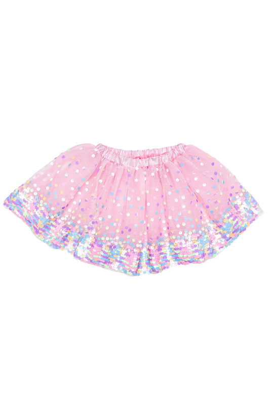 Neon Pink Party Fun Sequin Skirt: Size 4/6