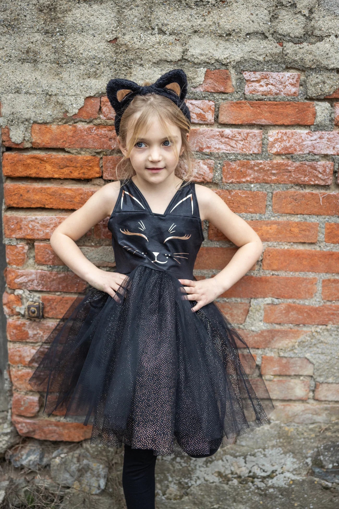 Black Cat Dress with Headband: Size 5-6