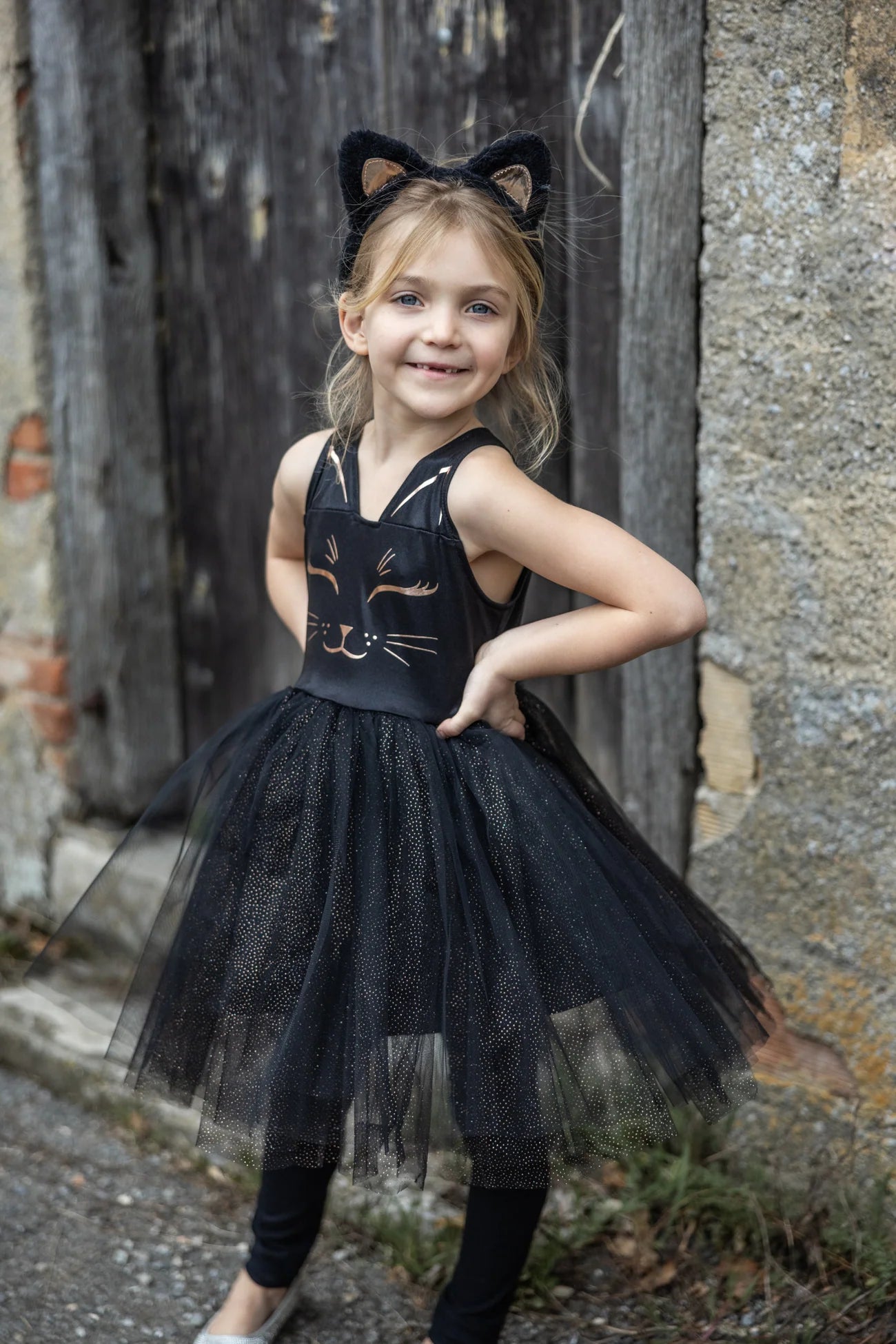 Black Cat Dress with Headband: Size 5-6