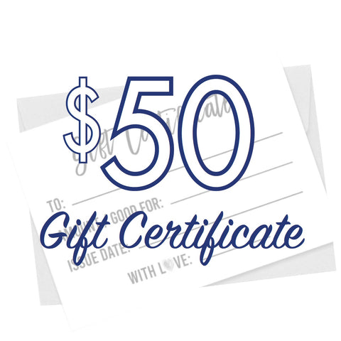 Online $50 Gift Certificate